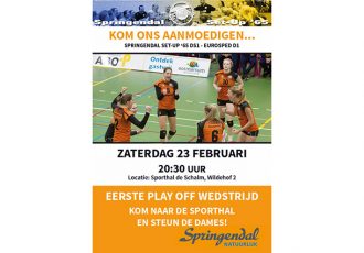 Vier thuiswedstrijden op rij in kampioenspoule voor dames 1 Springendal Set-Up ‘65