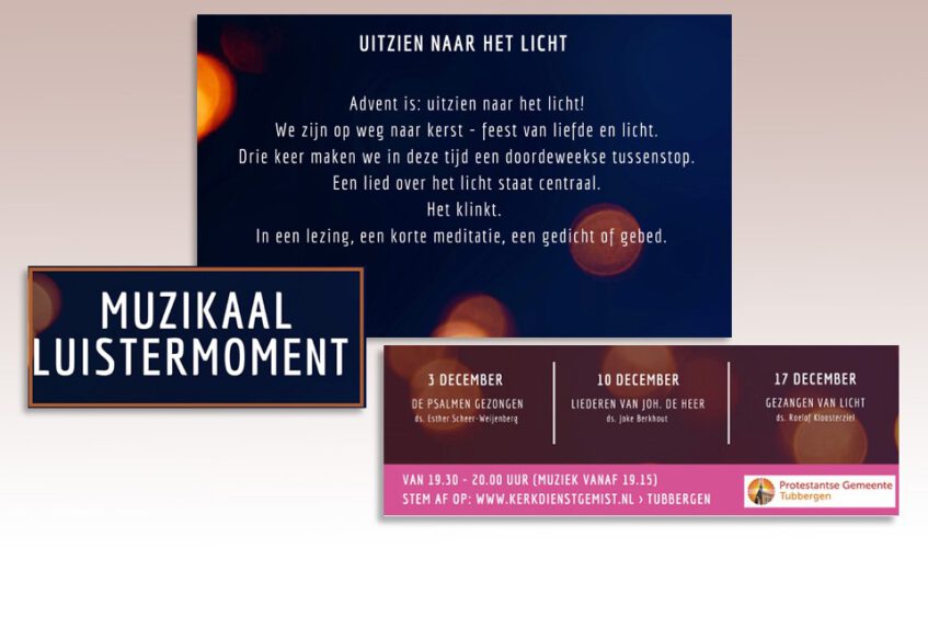 Uitzien naar het licht! Muzikaal luistermoment op weg naar Kerst