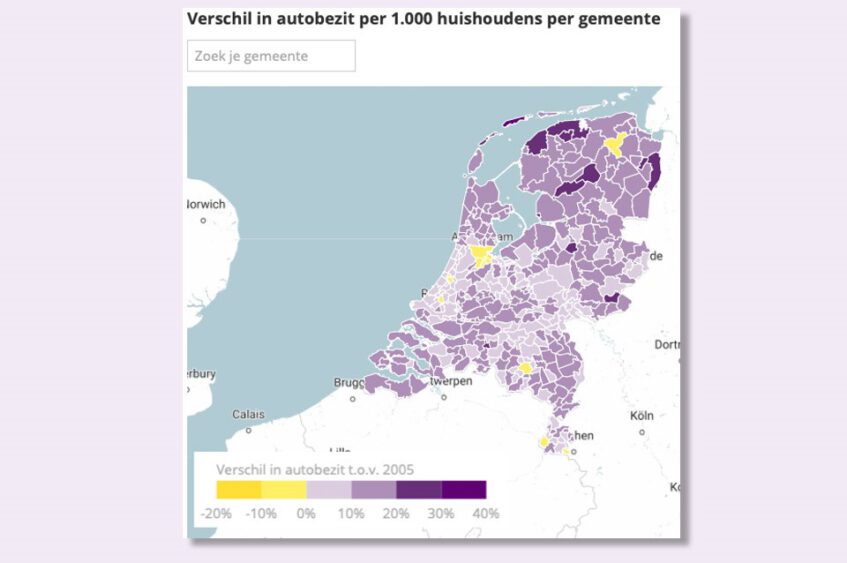 Autobezit in Overijssel in 15 jaar toegenomen met 10,4%