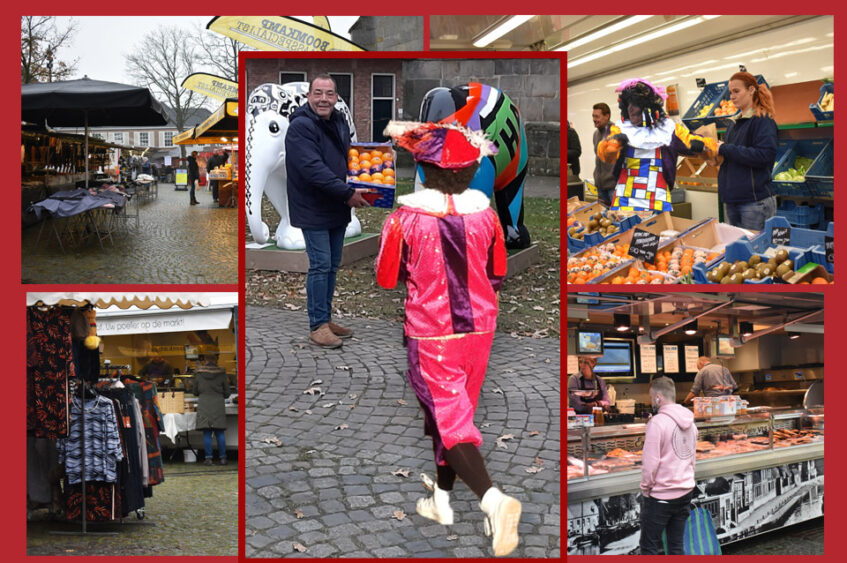 Piet trakteert op de Markt