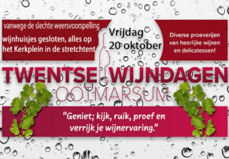 Aanpassingen Twentse wijndagen op vrijdag 20 oktober