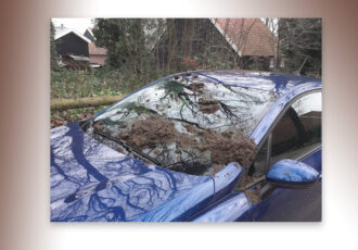 Auto’s vrijwilligers Landschap Overijssel  besmeurt met stront