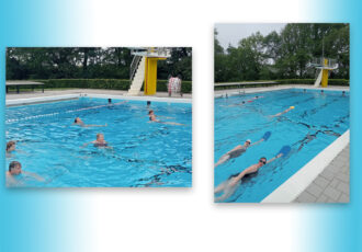 Aqua gymmen en borstcrawlcursus in het warme water van zwembad de Kuiperberg
