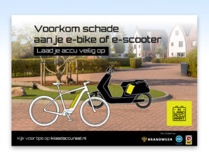 Landelijke campagne rondom brandveiligheid bij het opladen van accu’s van e-bikes en e-scooters