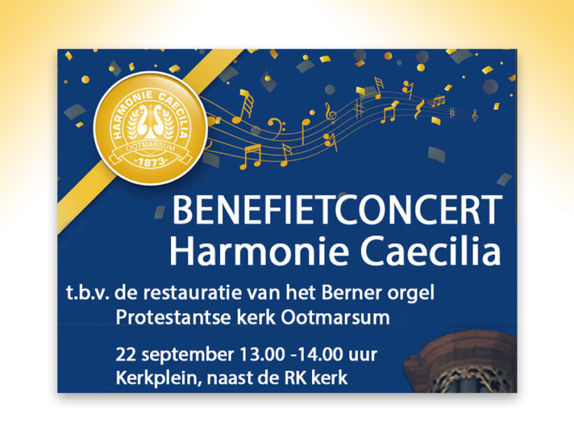 Benefietconcert harmonie Caecilia voor orgel Protestantse kerk