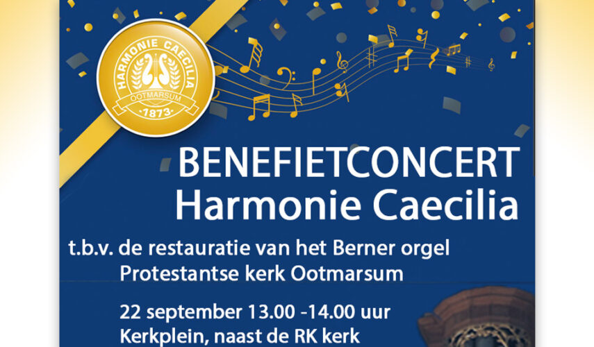 Benefietconcert harmonie Caecilia voor orgel Protestantse kerk